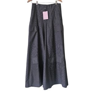 NWT Anthropologie Avec Les Filles Ultra Wide-Leg Gray Pinstripe Trousers, Size M